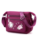 Embroidered Nylon Crossbody Bag for Women