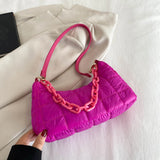 Nylon Padded Quilted Bag for Women Soft Fluffy Crossbody Handbag