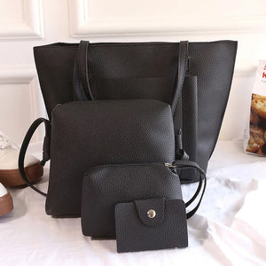 Retro 4-Piece Set Casual Leather Handbag Messenger Bag
