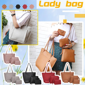 Retro 4-Piece Set Casual Leather Handbag Messenger Bag