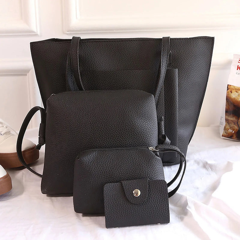 Retro 4-Piece Set Casual Leather Handbag Messenger Bag