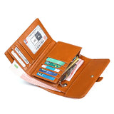 Oil Wax Leather Women's Wallet Clutch RFID