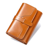 Oil Wax Leather Wallet Short Clutch Purse 3 Fold Credit Card Coin Bag RFID