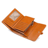Oil Wax Leather Women's Wallet Clutch RFID