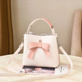 One-shoulder Bucket Bag Female Autumn Portable Bow Hit Messenger Bag