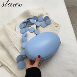 Mini Oval Crossbody Bag For Women PU Leather Messenger Chest Bag Lady Handbag