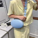 Mini Oval Crossbody Bag For Women PU Leather Messenger Chest Bag Lady Handbag