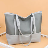 Oxford PU Leather Splicing Shoulder Shopping Bag Large Capacity