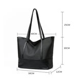 Oxford PU Leather Splicing Shoulder Shopping Bag Large Capacity