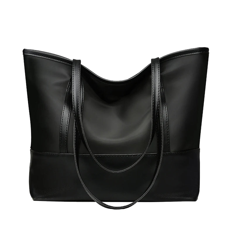 Oxford PU Leather Splicing Shoulder Shopping Bag Large Capacity