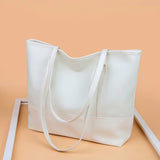 Oxford PU Leather Splicing Shoulder Shopping Bag Large Capacity