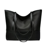 Oxford PU Leather Splicing Shoulder Shopping Bag Large Capacity