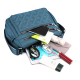 Embroidered Oxford Shoulder Bag Crossbody Messenger Multi-pocket Purse Handbag