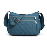 Embroidered Oxford Shoulder Bag Crossbody Messenger Multi-pocket Purse Handbag