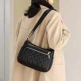 Embroidered Oxford Shoulder Bag Crossbody Messenger Multi-pocket Purse Handbag