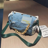Oxford Denim Travel Bag Patchwork Gym Hand Luggage Duffle Weekend Bag