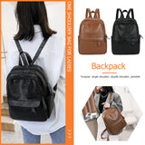 PU Backpack Retro Large Capacity Waterproof Leather Travel Rucksack Bag