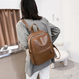 PU Backpack Retro Large Capacity Waterproof Leather Travel Rucksack Bag