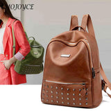 Rivet PU Backpack for Women Students - School Rucksack