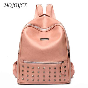 Rivet PU Backpack for Women Students - School Rucksack