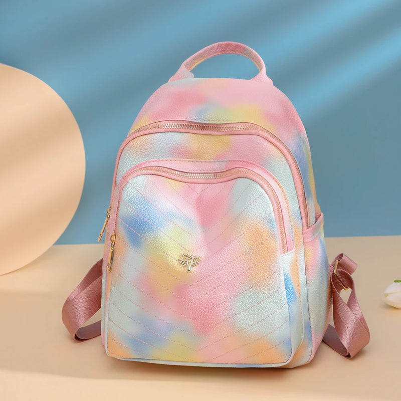 PU Leather Backpacks Large Capacity Women Girls Schoolbag Bookbags