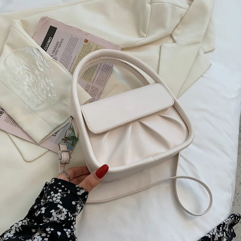 Women's PU Leather Crossbody Bag Buckle Shoulder Messenger Handbag