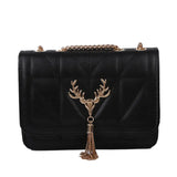 Embroidered PU Leather Crossbody Bag for Women Lady Pendant Travel Handbag