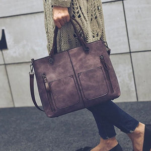 PU Leather Large Ladies Shoulder Bag Crossbody Travel Retro