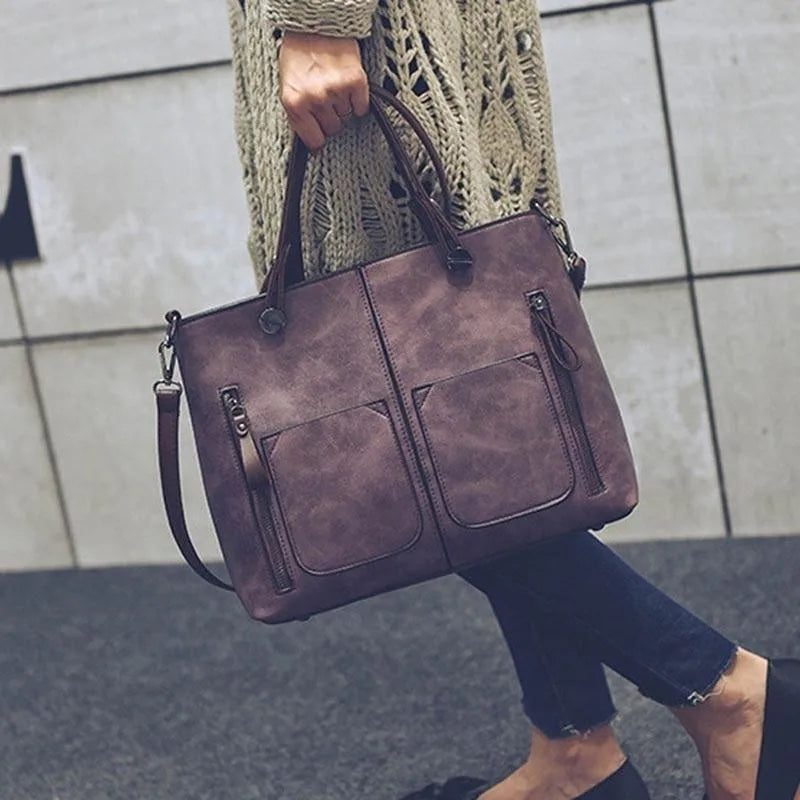 PU Leather Large Ladies Shoulder Bag Crossbody Travel Retro