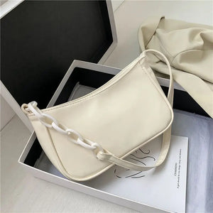 PU Leather Small Purse Handbags Acrylic Chain Armpit Bag Girls Shoulder Bags