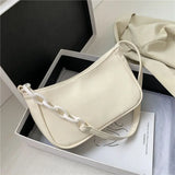 PU Leather Small Purse Handbags Acrylic Chain Armpit Bag Girls Shoulder Bags