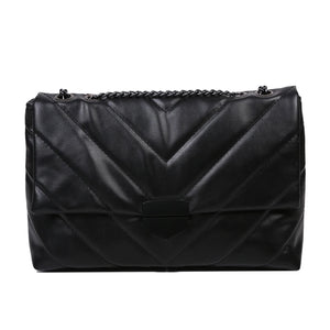 Large Capacity PU Leather Shoulder Handbag Lattice Pattern Crossbody Bag