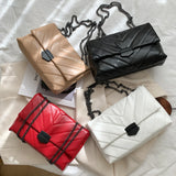 Large Capacity PU Leather Shoulder Handbag Lattice Pattern Crossbody Bag