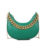 Vintage PU Leather Crossbody Bag with Chains for Women