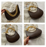 Vintage PU Leather Crossbody Bag with Chains for Women