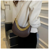 Vintage PU Leather Crossbody Bag with Chains for Women