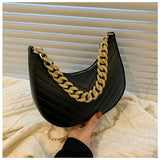Vintage PU Leather Crossbody Bag with Chains for Women