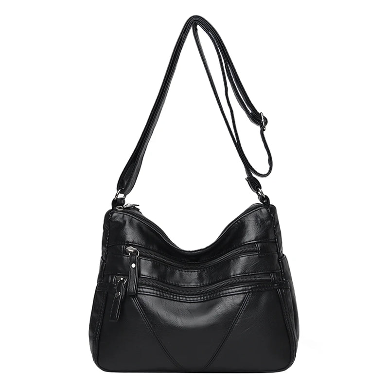 PU Leather Shoulder Bags Women Solid Handbags Totes Portable Large Capacity