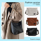Shoulder Bucket Bag with Plaid Pattern Strap