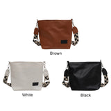 Shoulder Bucket Bag with Plaid Pattern Strap