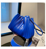 Summer Bucket Shoulder Bag with Pleats for Women