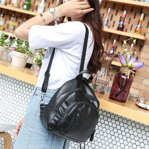 PU Leather Women Backpack Female Backpacks Small Zipper Bags Student Backpack