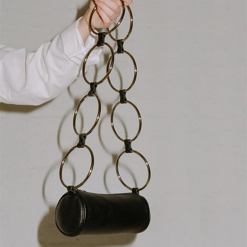 PU Leather Women Chain Messenger Bag Female Circle Bucket Shoulder Bags