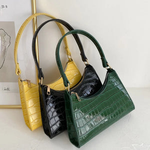 PU Leather Women Hobos Underarm Bag Crocodile Pattern Bright Colors Female Purse