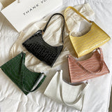 PU Leather Women Hobos Underarm Bag Crocodile Pattern Bright Colors Female Purse