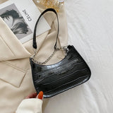 Crocodile Pattern Women Underarm Bag Chain Purse Handbags