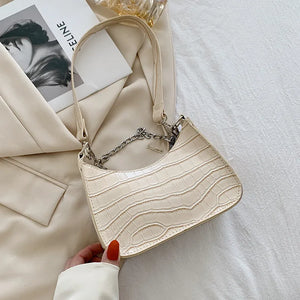 Crocodile Pattern Women Underarm Bag Chain Purse Handbags