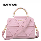 PU Leather Women's Tote Bag Triangle Patchwork Shoulder Bag