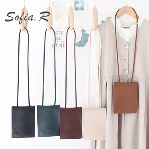 Vintage Soft Leather Crossbody Bag Mini Mobile Bag