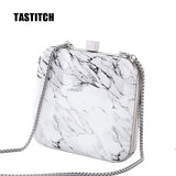 PU Women Messenger Shoulder Bag Retro Evening Clutches Marble Print Clutch Bag